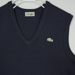 Lacoste Chemise Korean VTG 90's Mens Navy Wool V-Neck Sweater Vest Size 105 S/M